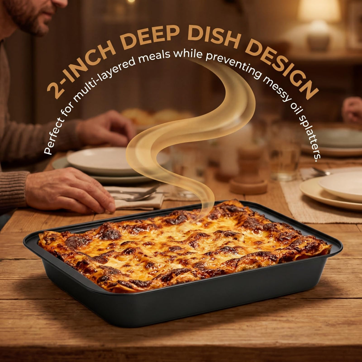 Lyellfe oven-safe 13x9 baking tray ideal for brownies, lasagna, and sheet cakes.