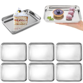 Lyellfe six-pack stainless steel plates, sturdy daily dining set.