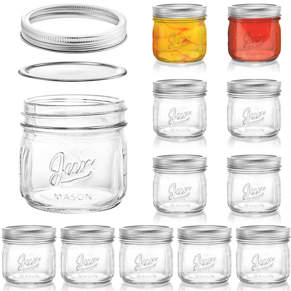 Lyellfe wide-mouth 12oz mason jar with clear glass for quick content checks