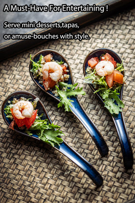 LYEOBOH 6.5-inch ceramic spoons with long handles for easy serving