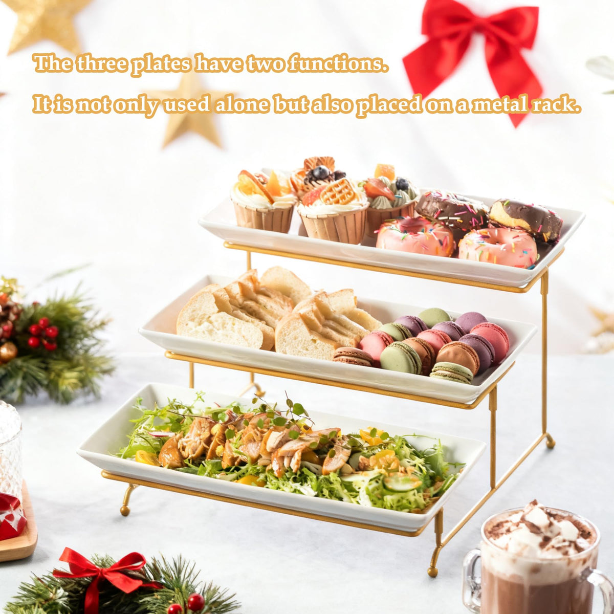 LYEOBOH appetizers arranged on the 3-tier stand for entertaining