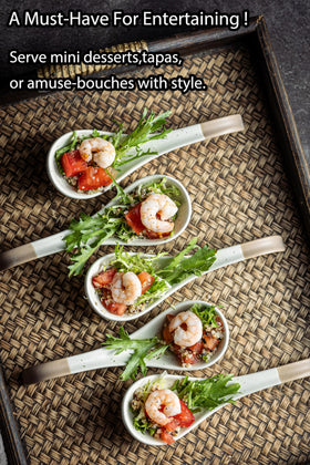 LYEOBOH long-handle ceramic spoons provide easy reach in deep pots.