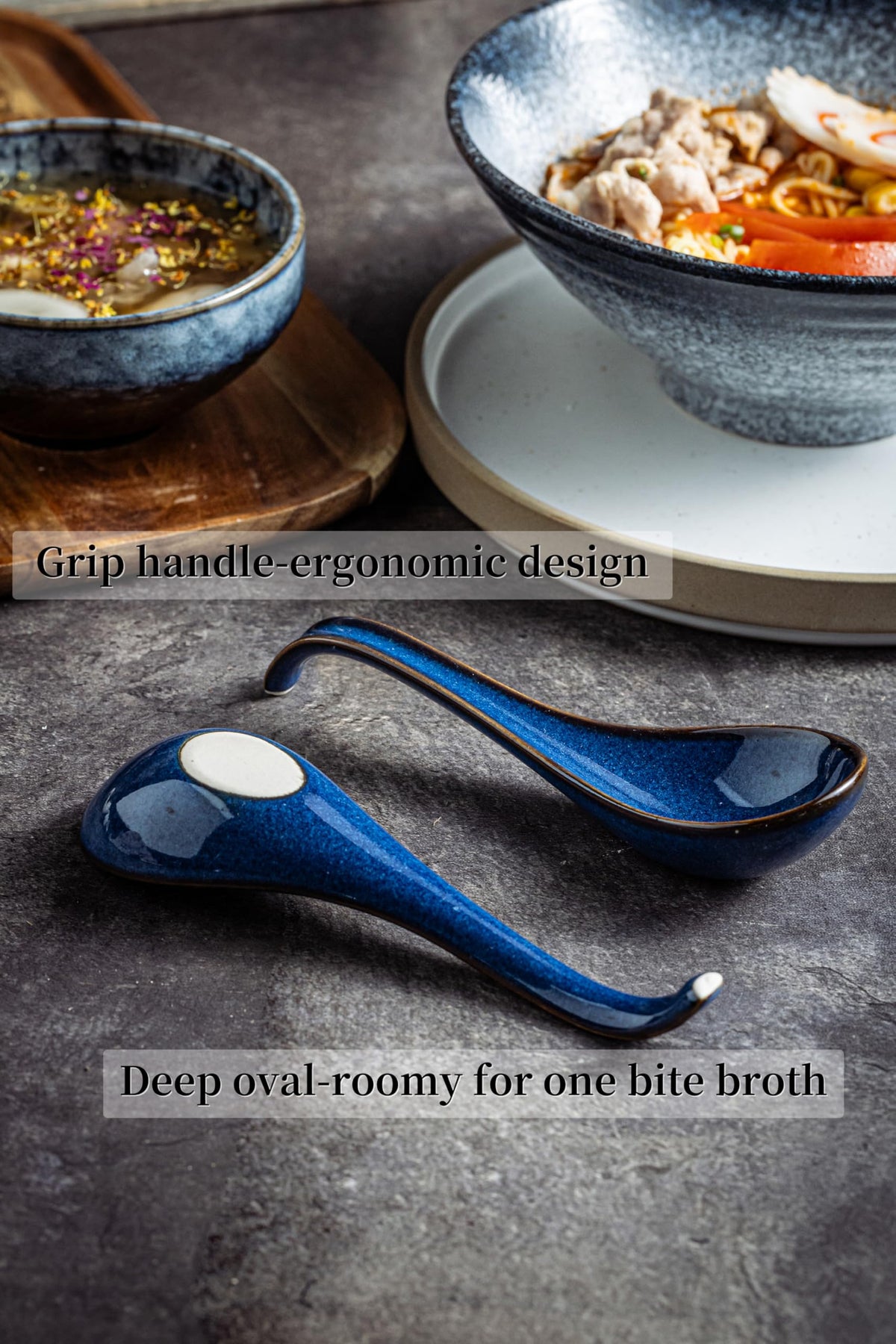LYEOBOH ramen spoon with deep bowl ideal for rich broths
