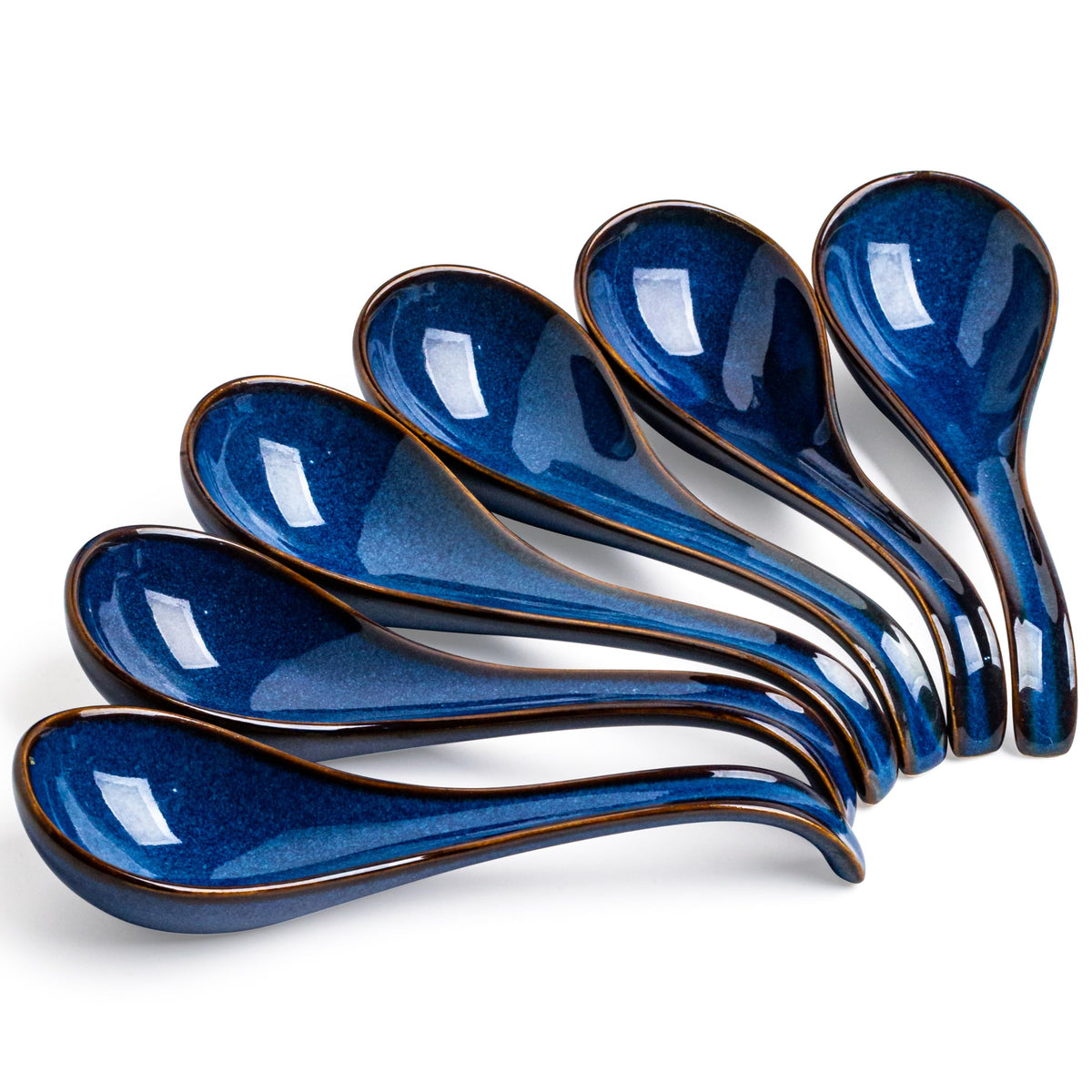 LYEOBOH 6pc soup spoons with deep bowls for ramen and pho