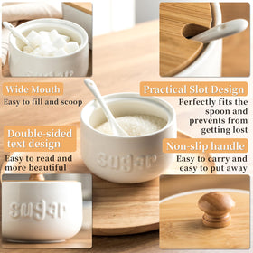 LYEOBOH farmhouse ivory sugar bowl complements rustic kitchen decor.