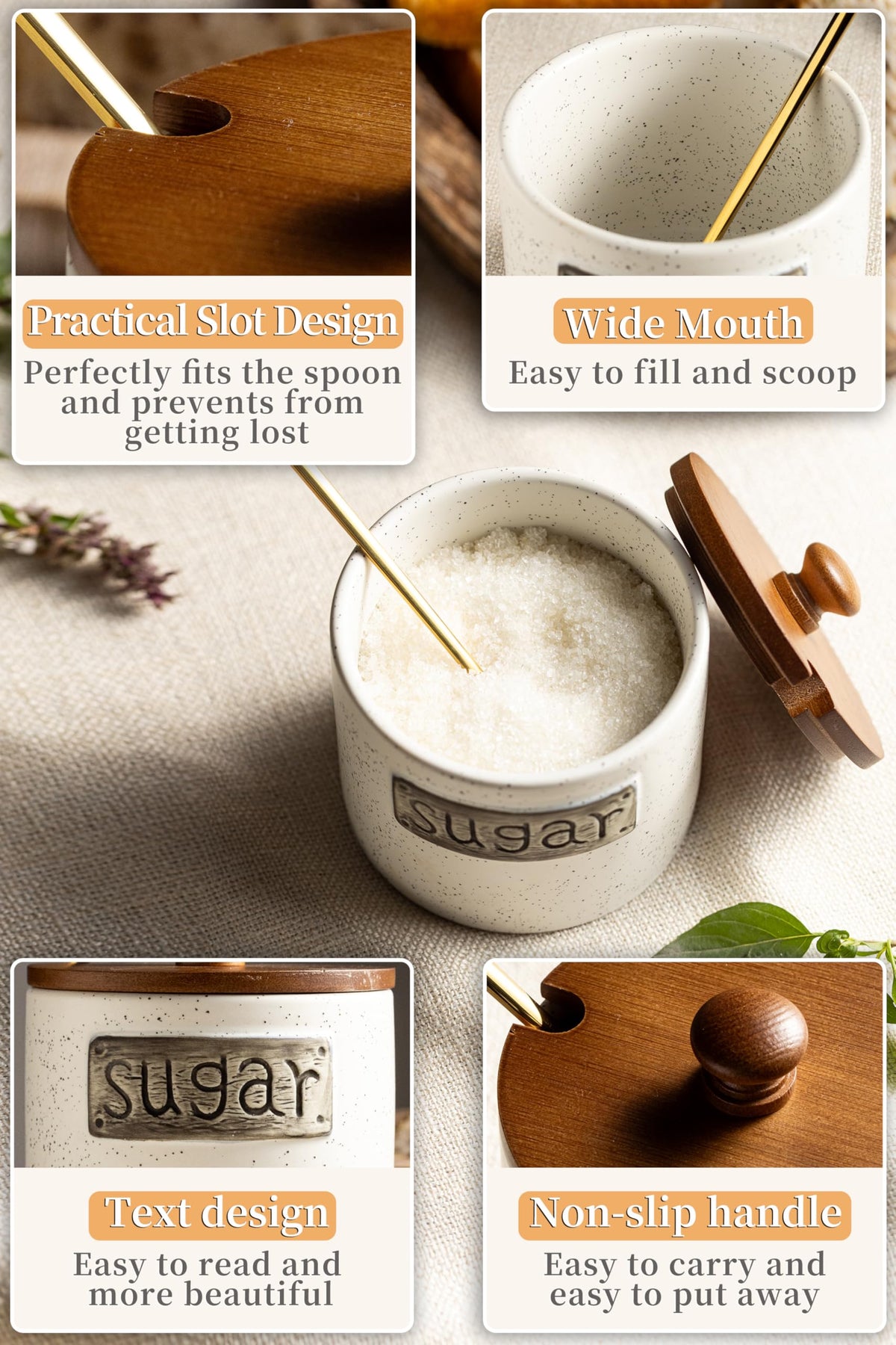 LYEOBOH sugar bowl on kitchen counter complements farmhouse decor