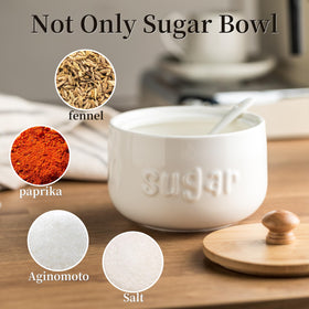 LYEOBOH wide-mouth sugar bowl designed for easy filling and scooping.