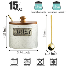 LYEOBOH sugar jar with spoon showing sturdy stainless steel included