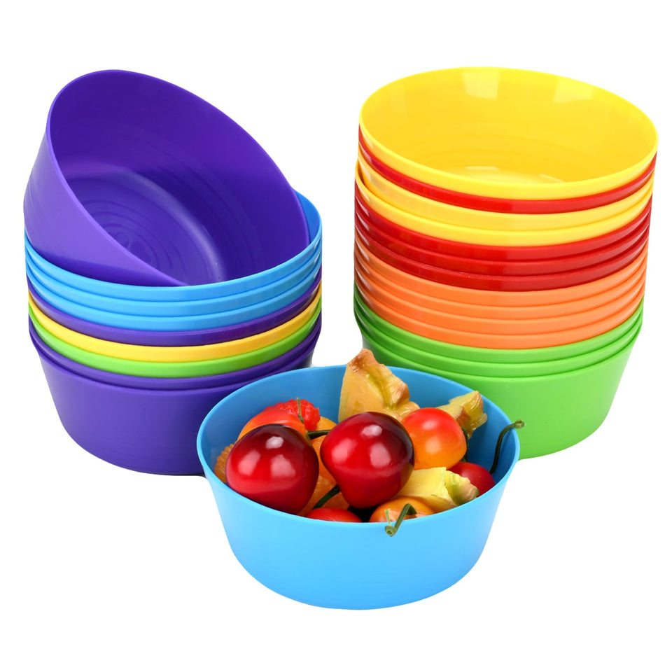 LYHLYA 24-pack bowls in a colorful set ideal for cereals and snacks.