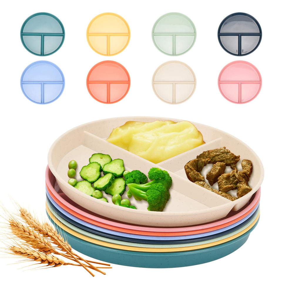 LYHLYA 9-inch unbreakable divided plate, durable for everyday meals and kid-friendly serving.