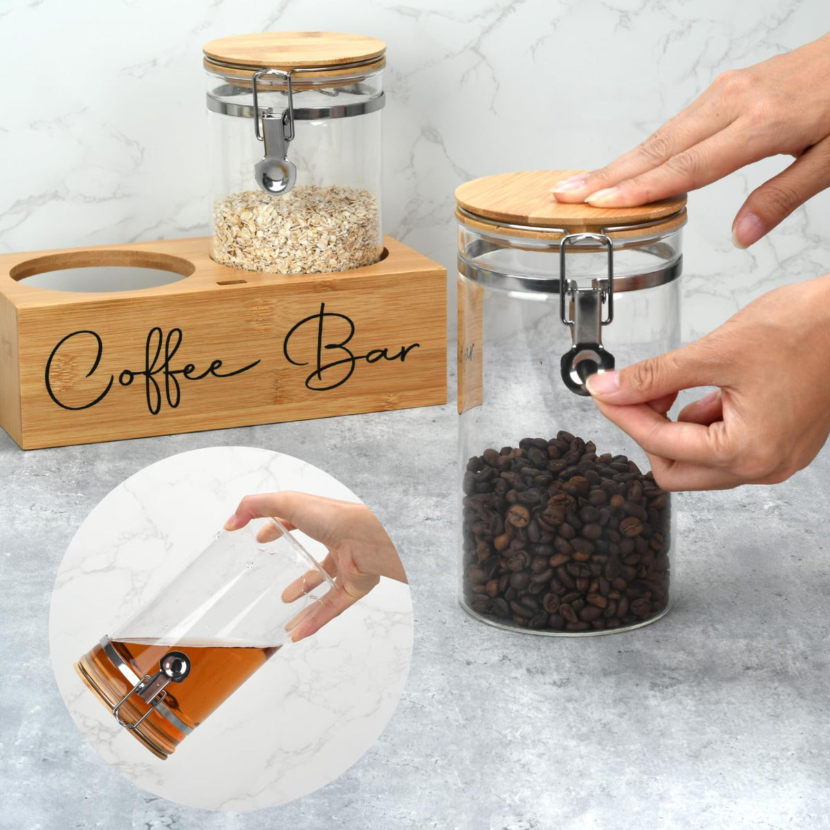 LYHLYA coffee beans inside jar retain aroma longer.