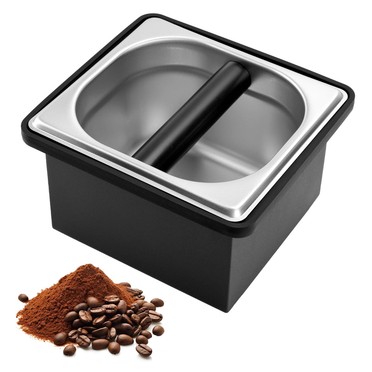 LYHLYA espresso knock box in stainless steel shows durable construction for busy cafes.