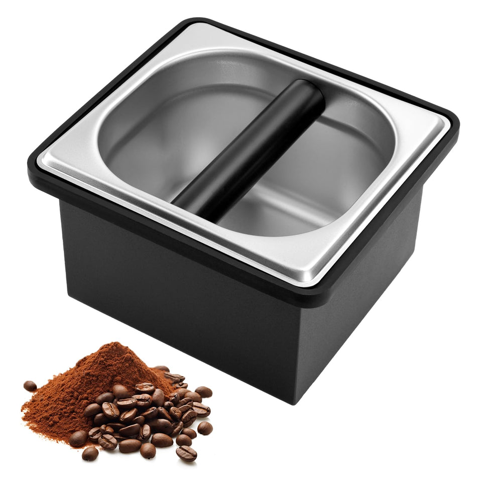 LYHLYA espresso knock box in stainless steel shows durable construction for busy cafes.