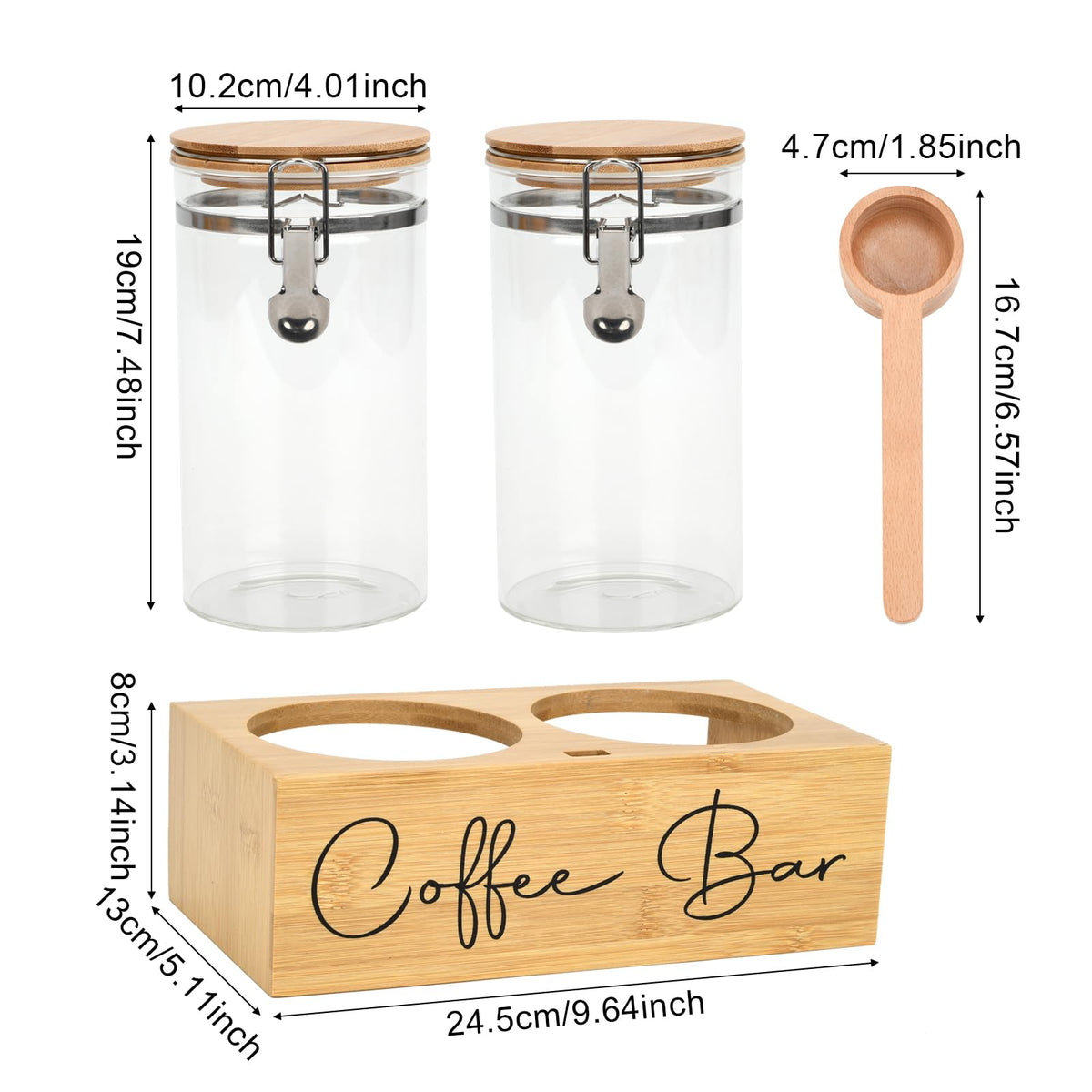 LYHLYA glass canister bamboo lid close-up preserves aroma and moisture protection.