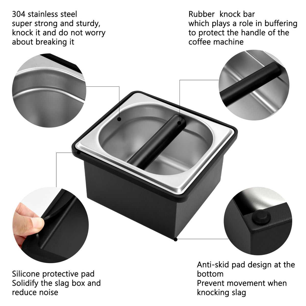 LYHLYA knock box removable bottom enables easy cleaning and quick emptying.