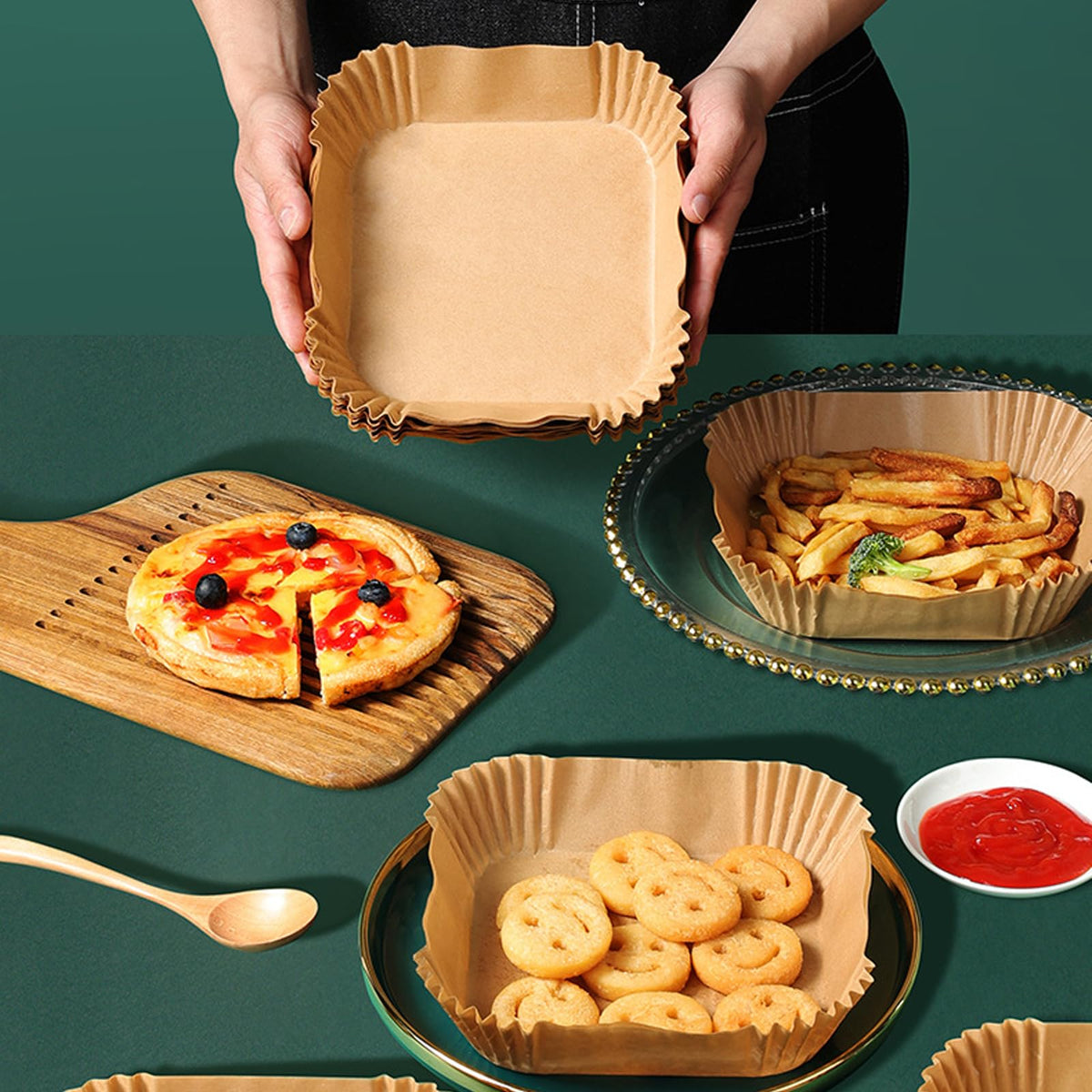 LYHOLKEER oil-proof, non-stick liners help keep food intact and less greasy