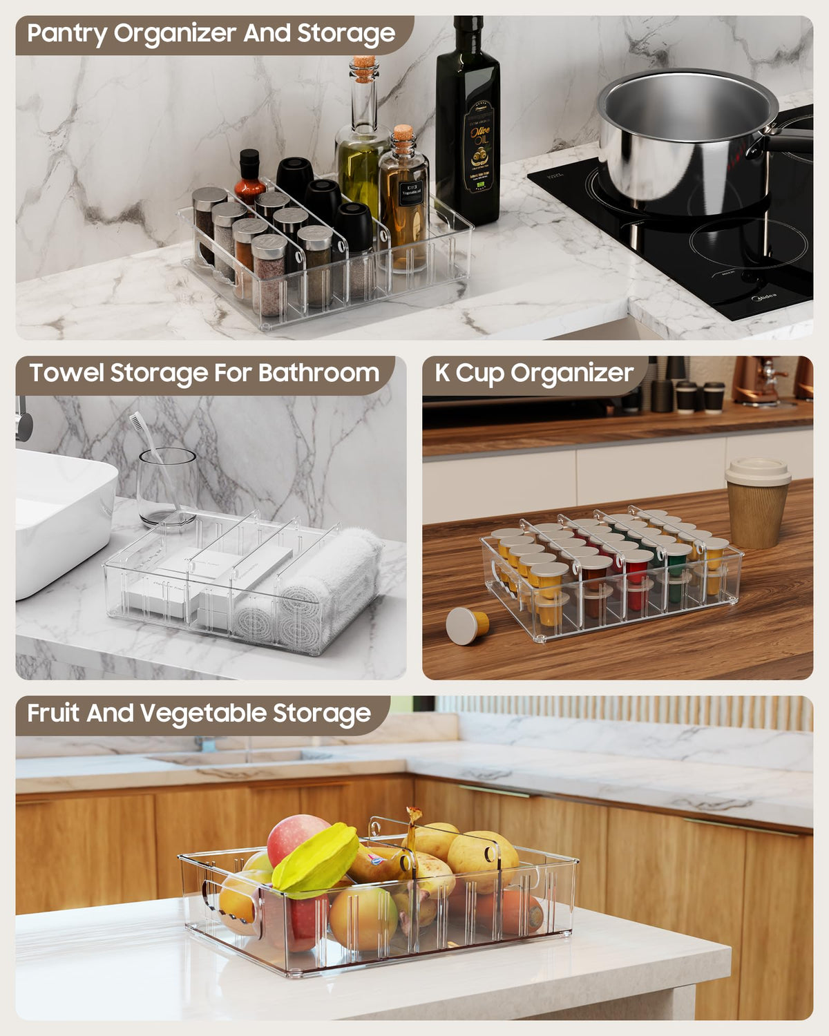 LYNG lid organizer with adjustable dividers accommodates varied lid shapes.