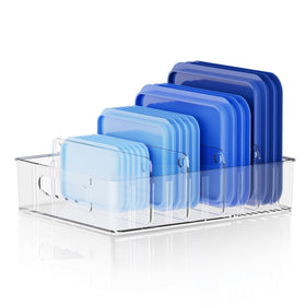 LYNG lid organizer inside cabinet keeps lids neatly arranged and accessible.