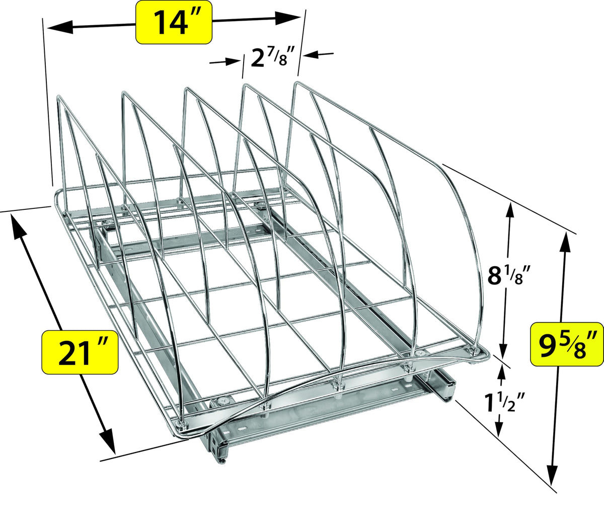 LYNK PROFESSIONAL chrome finish resists rust for long-lasting kitchen organization.