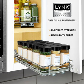 LYNK PROFESSIONAL vertical storage maximizes inside-cabinet space for bottles and jars.