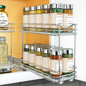 LYNK PROFESSIONAL pull-out spice rack with two-tier chrome design for easy access