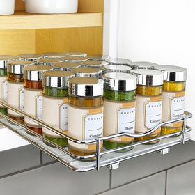 LYNK PROFESSIONAL pull-out spice rack extended for easy cabinet access.