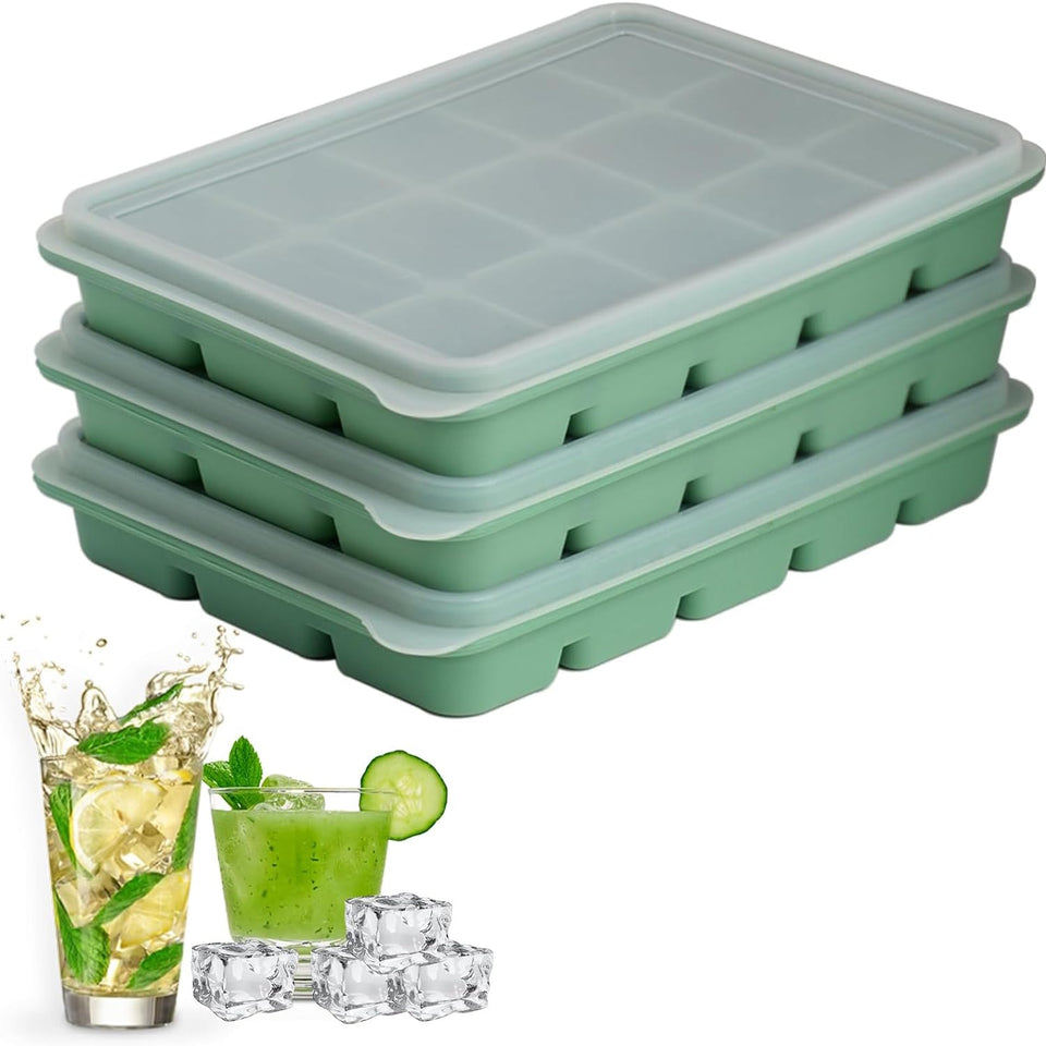 LYQOQYL ice cube trays set of 3 with lids for easy removal and odor control.