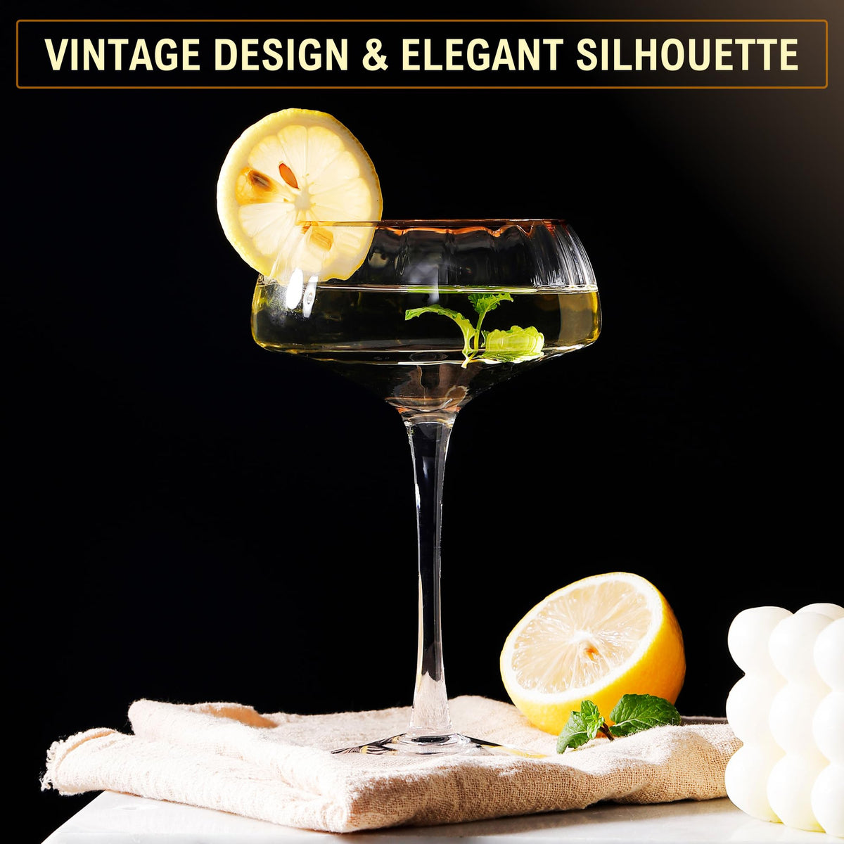 Lysenn gold-rim coupe glass adds a luxury touch to celebrations and toasts
