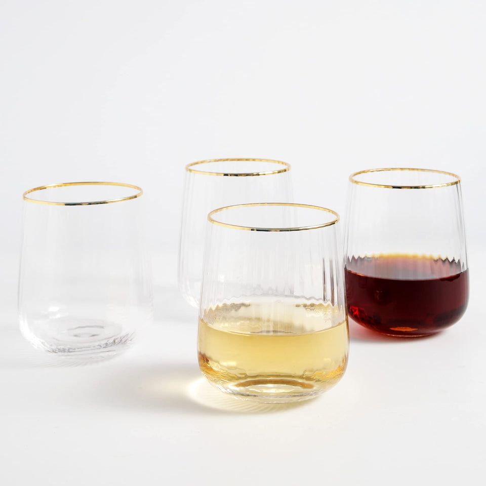 Lysenn stemless wine glass set of four for everyday wine tasting and stylish entertaining.