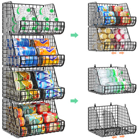 Lyuwanxian stackable can organizer front view showing four-tier accessibility for pantry cans.