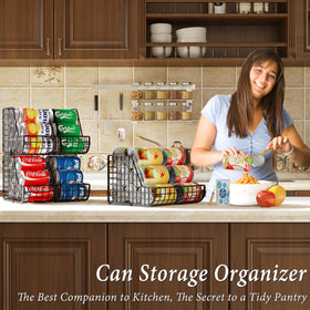 Lyuwanxian stackable organizer filled with cans illustrates compact pantry storage.