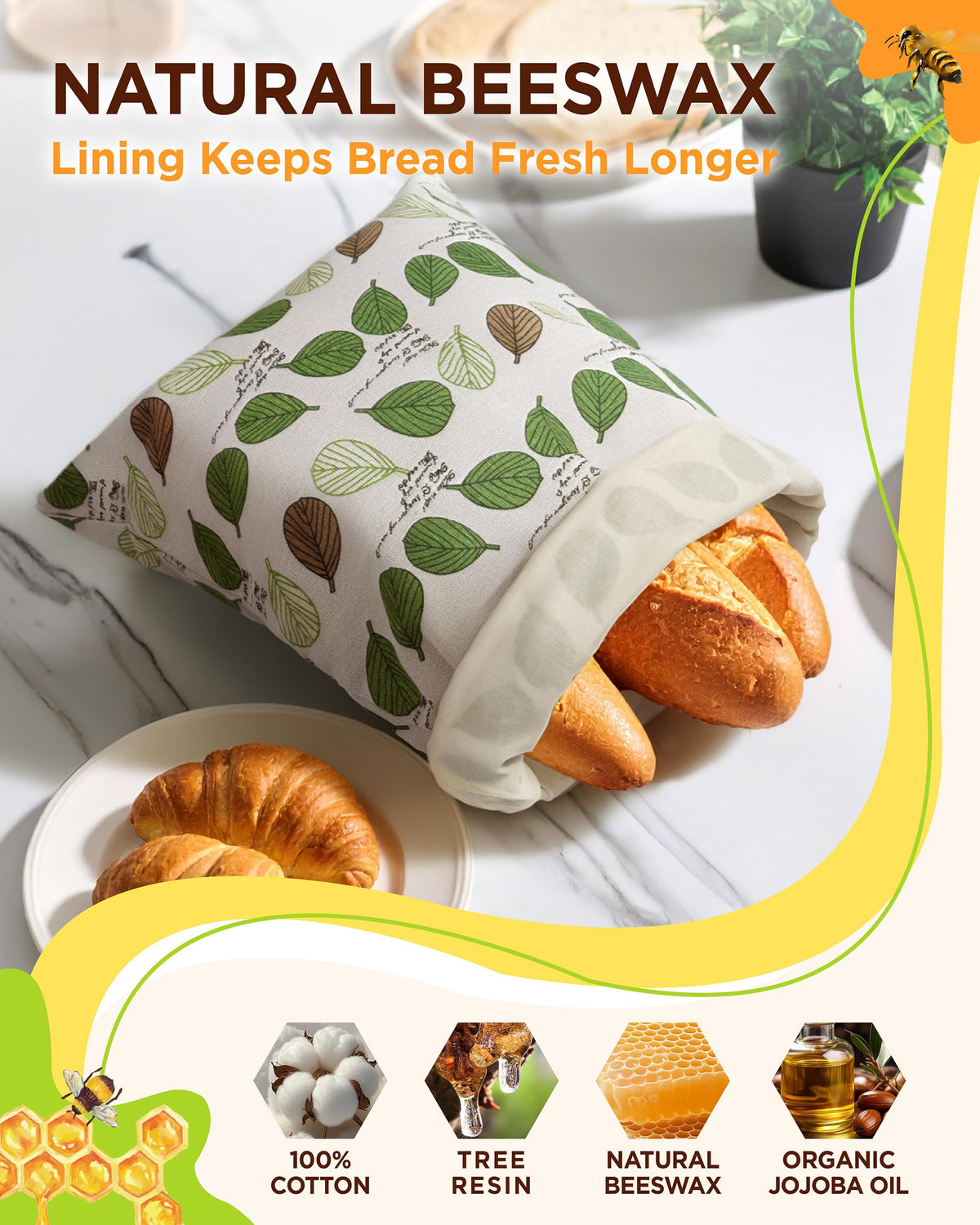 Lyvhoris bread bag triple-seal zipper provides an airtight freezer-safe storage.