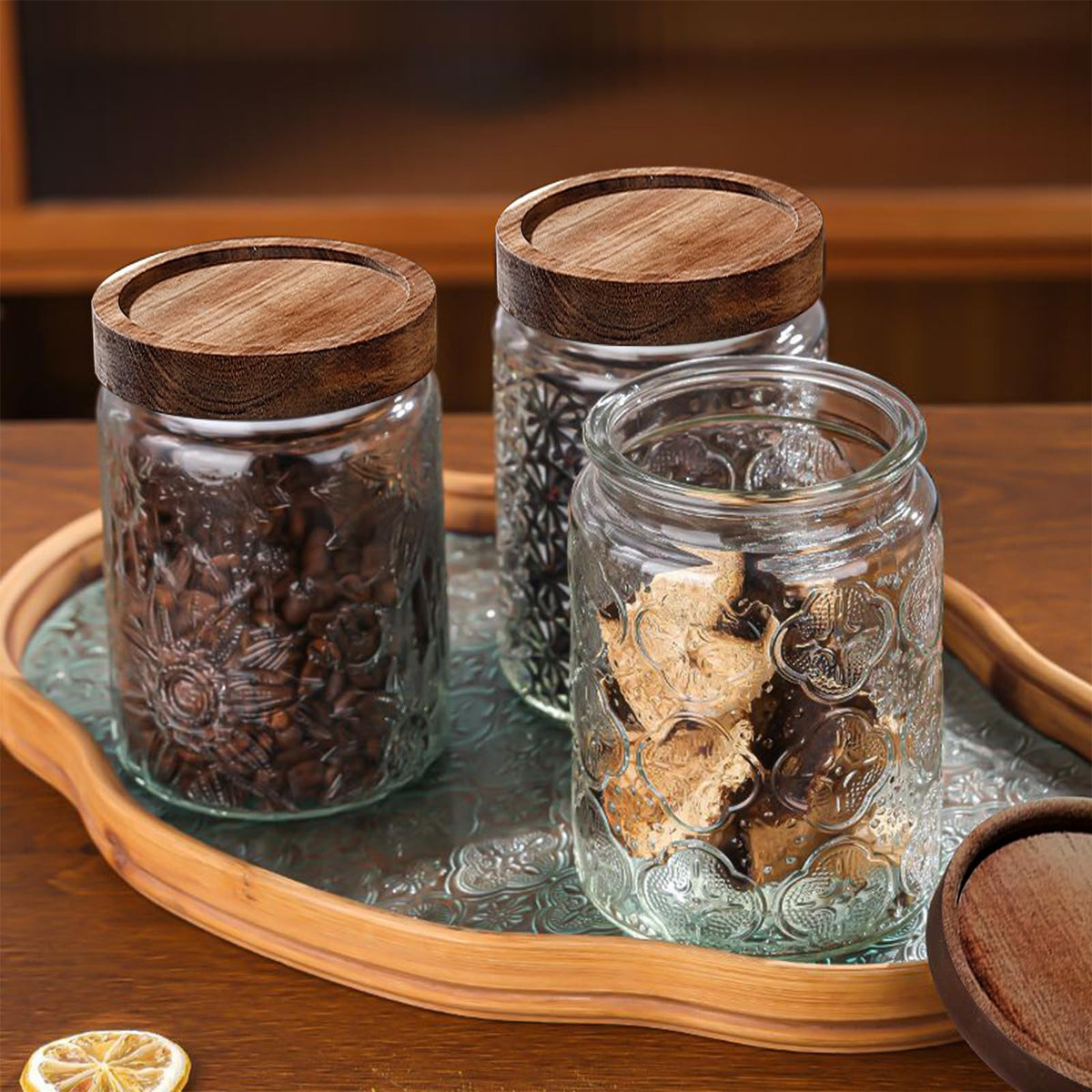 LYXFZQ pantry organization display featuring a jar collection
