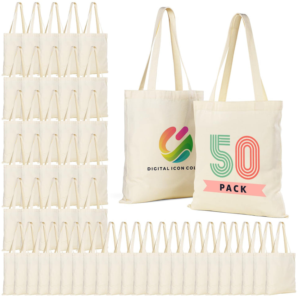 Lzerking 50 pack canvas tote bags ready for sublimation on 13x15 inch size