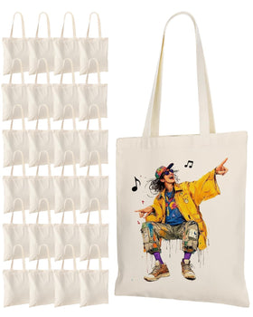 Lzerking canvas tote bag—14x15 inches, 10-inch handle, ideal for daily carry.