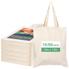 Lzerking canvas tote bag 13x15 inches in a 15-pack for versatile daily use.