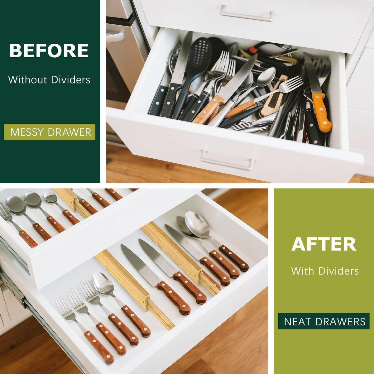 Lzerking divider set used in a dresser to separate clothing.