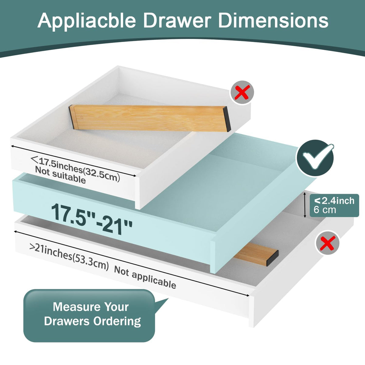 Lzerking divider ends with non-slip pads protecting the drawer surface.