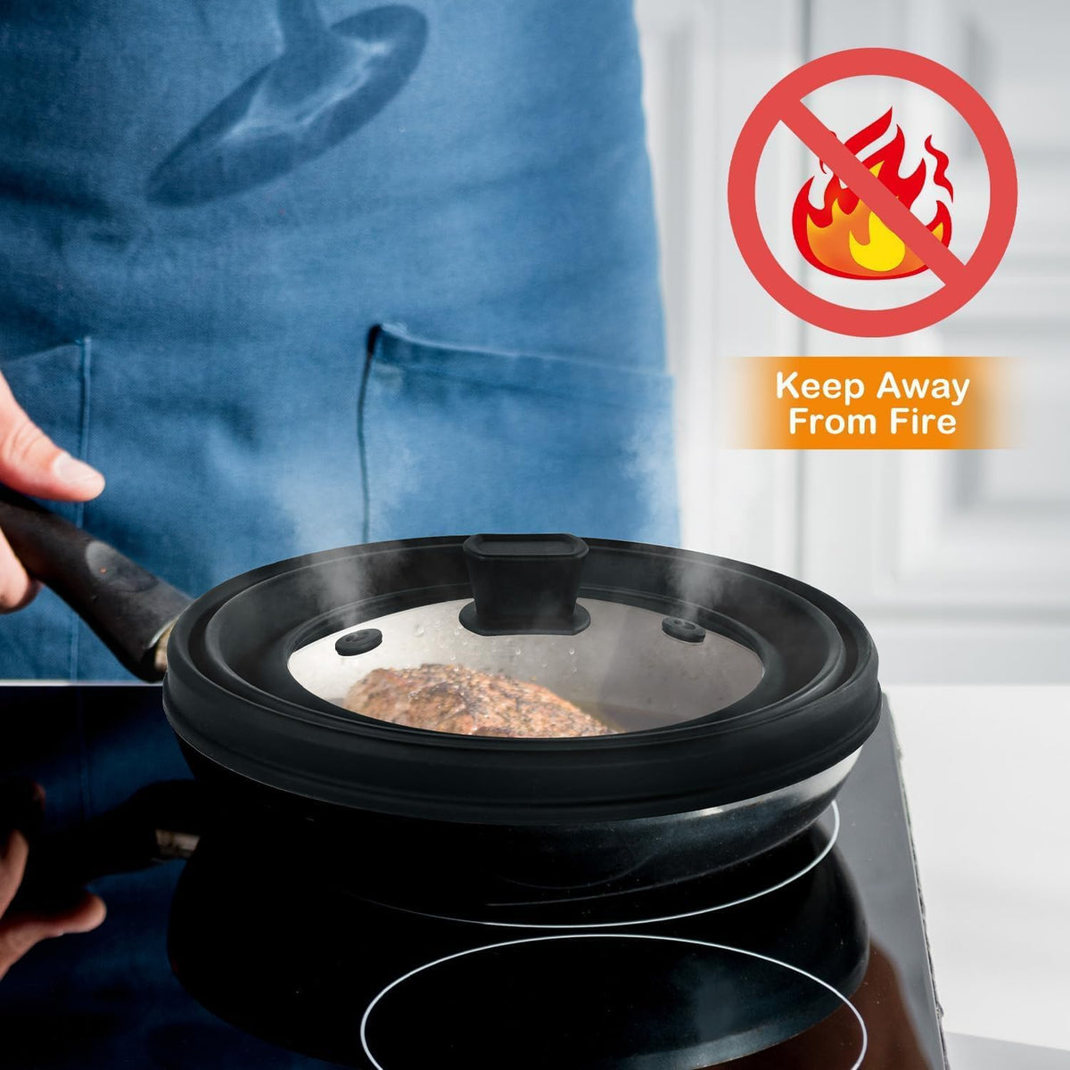 Lzerking ergonomic silicone handle stays cool for safe, easy handling.
