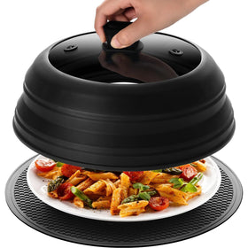 Lzerking microwave splatter cover with clear glass guards against spills during heating.