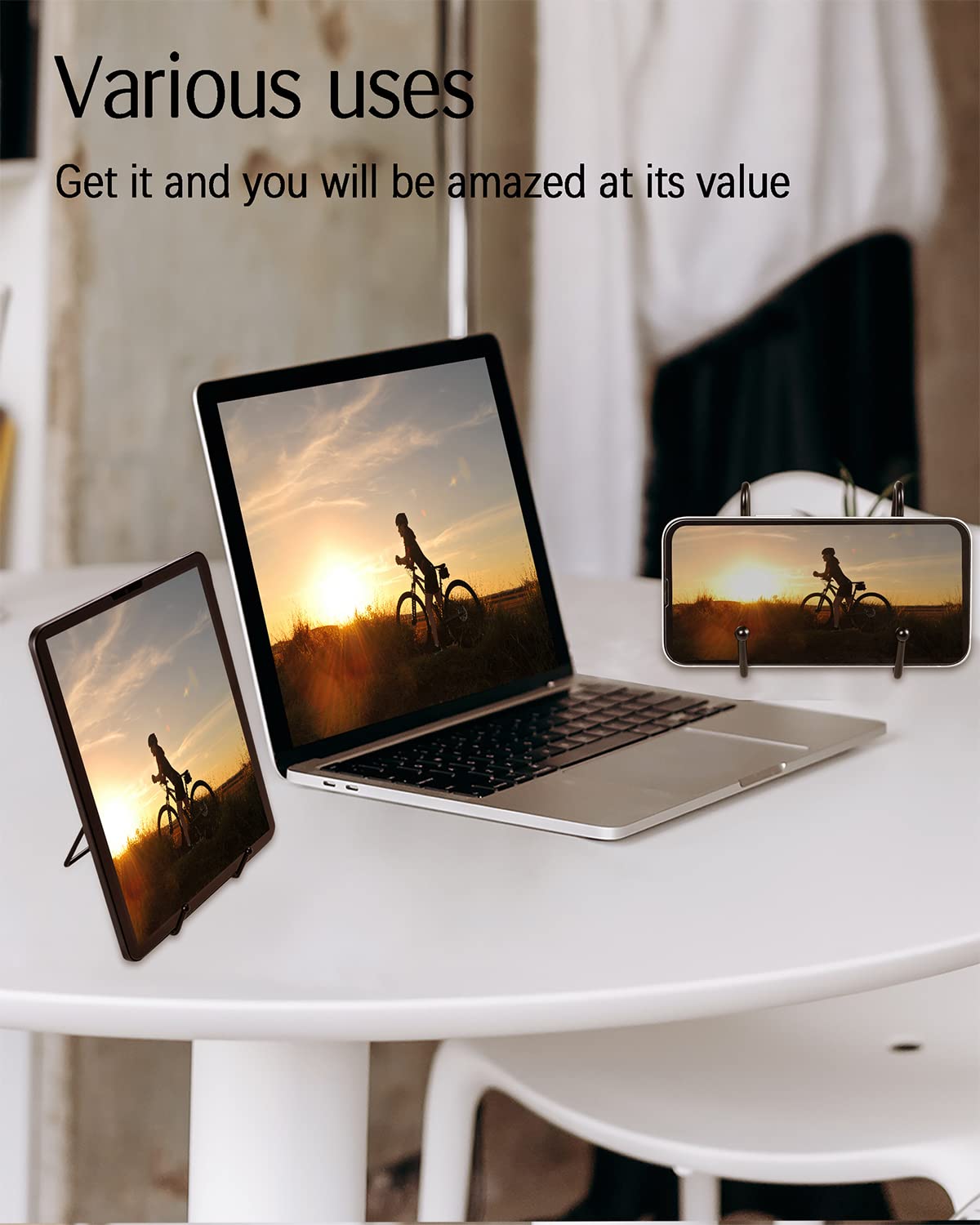 Lzerking picture frame holder stand pairs with photos and art.