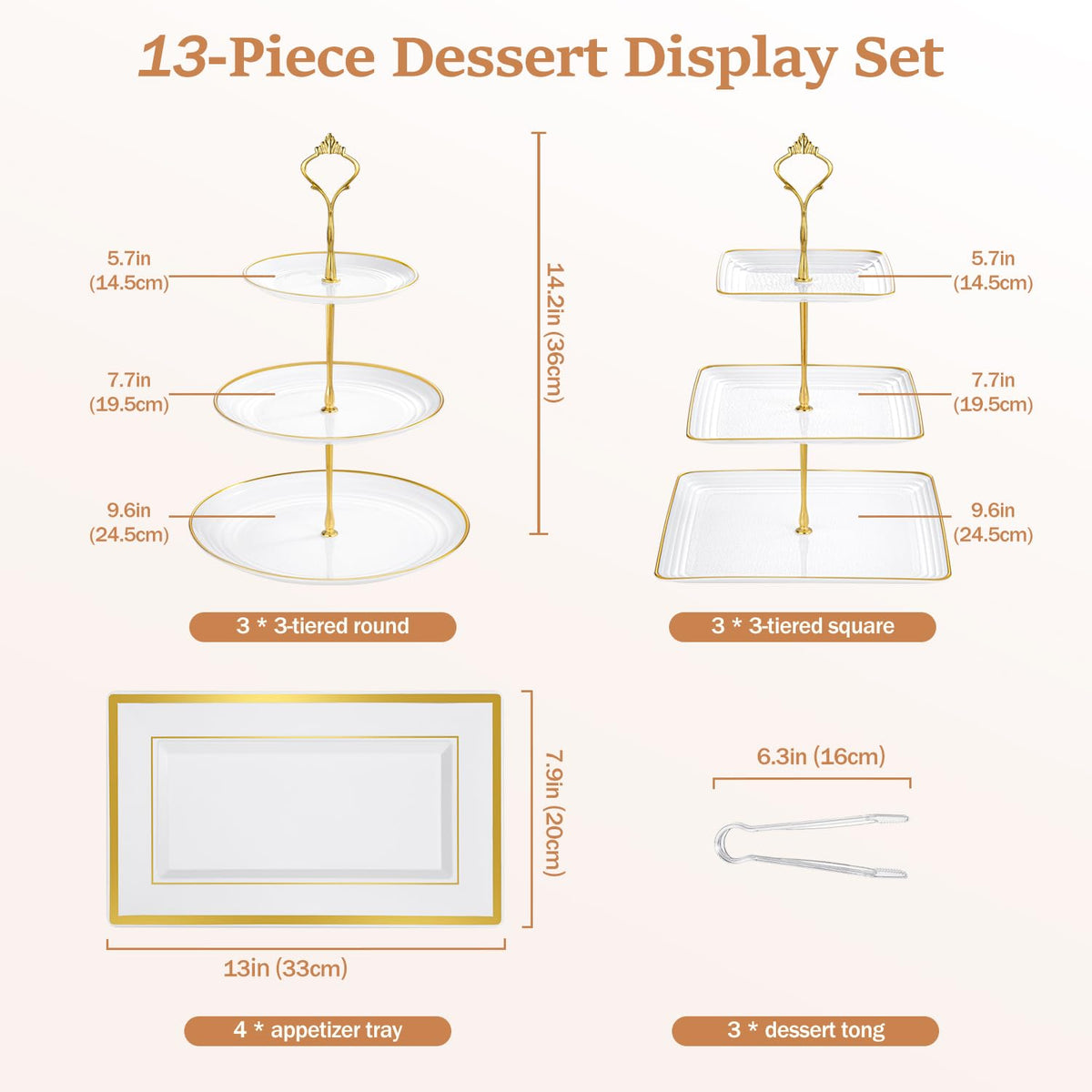 Lzerking square 3-tier stand showcases bite-sized treats with modern geometry.