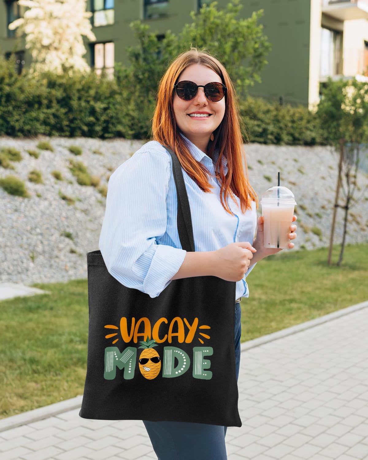 Lzerking tote measures 14x15 inches for books, groceries, and more.