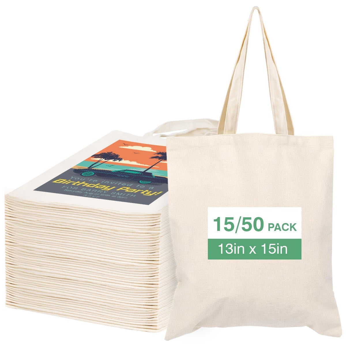Lzerking canvas tote bag 13x15 inches with 10oz fabric, ideal for groceries.