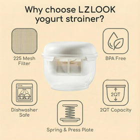 LZLOOK Ultra-fine mesh filter for smooth drainage and creamy yogurt texture.