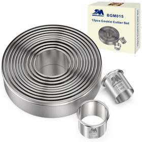 M JINGMEI round cutter set with varied sizes for precise baking prep.