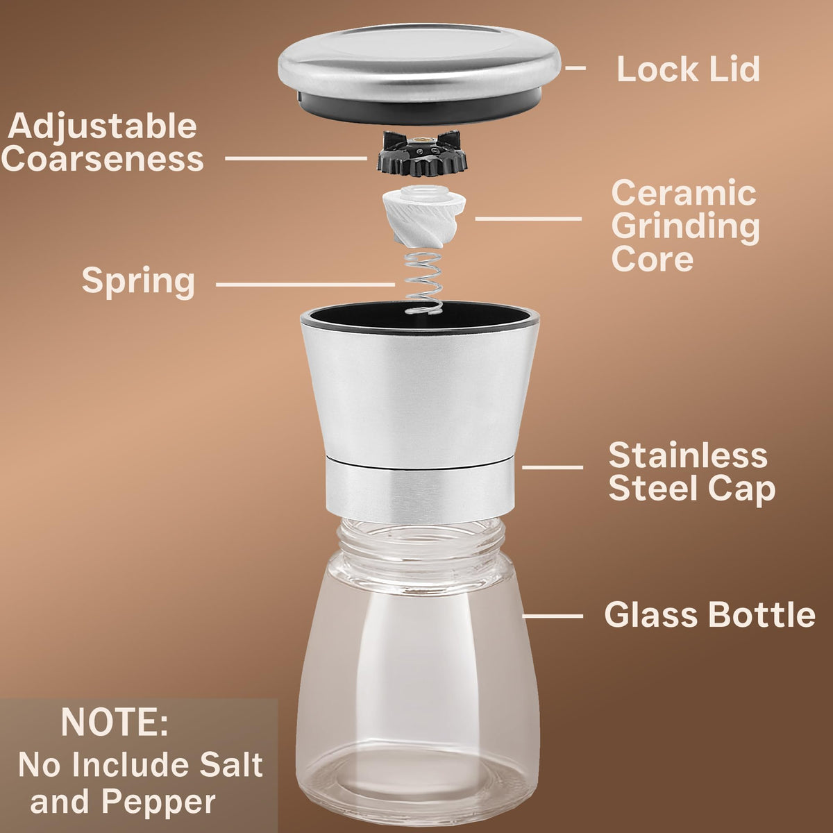 M JINGMEI stainless steel cap top prevents spills for clean countertops.