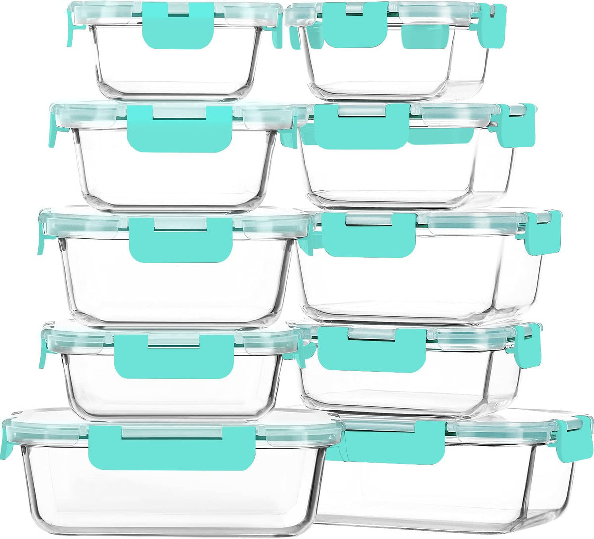 M MCIRCO 10-pack glass containers with lids for organized meal prep and leftovers.