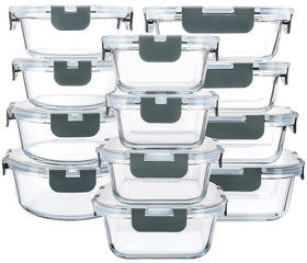 M MCIRCO 24-piece glass storage set keeps leftovers fresh and organized
