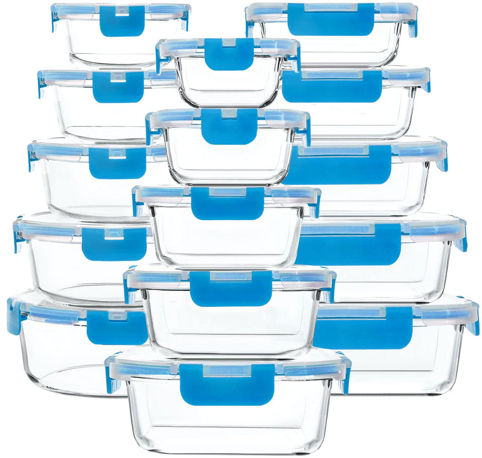 M MCIRCO 30-piece glass storage set for organized meal prep and leftovers.
